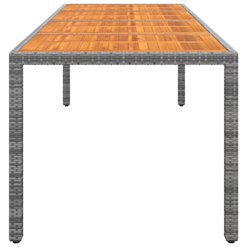 Stół ogrodowy, szary, 250x100x75 cm, polirattan i akacja