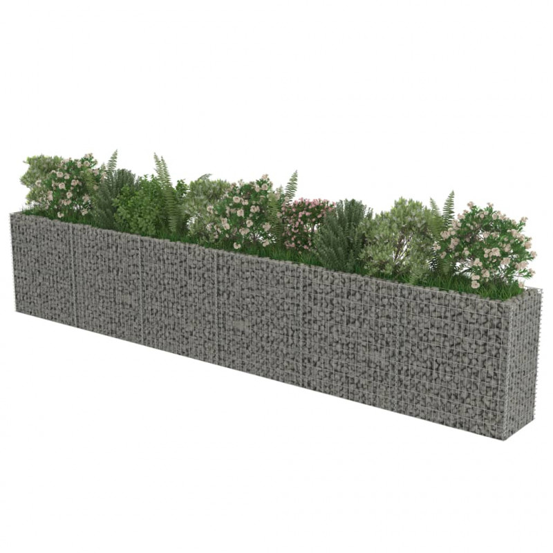Podwyższona donica gabionowa, galwanizowana stal, 540x50x100 cm