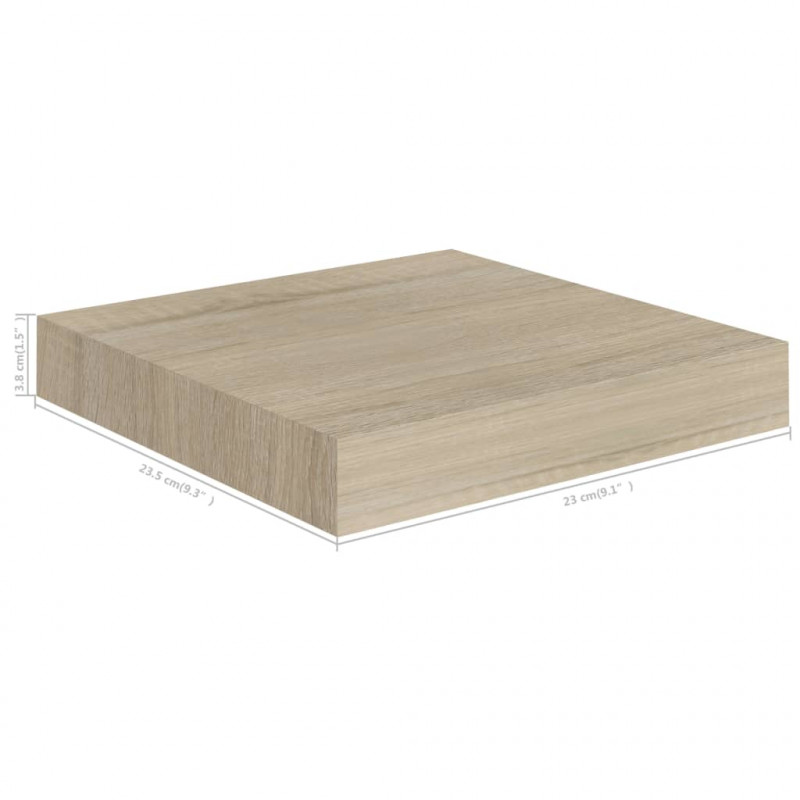Półki ścienne, 2 szt., kolor dębowy, 23 x 23,5 x 3,8 cm, MDF
