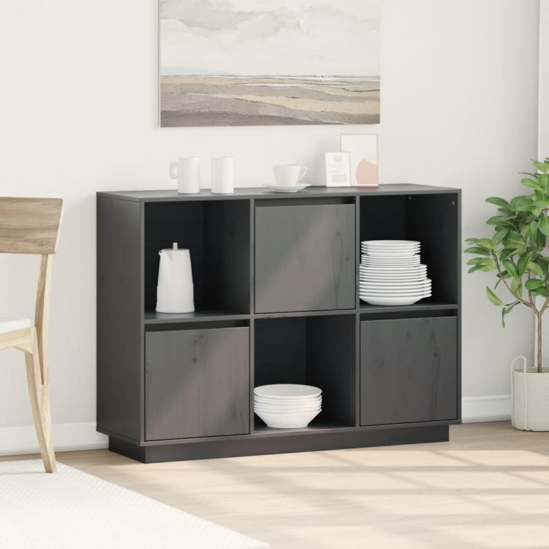 Szafka, szara, 110,5x35x80 cm, lite drewno sosnowe