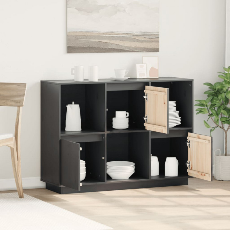 Szafka, szara, 110,5x35x80 cm, lite drewno sosnowe