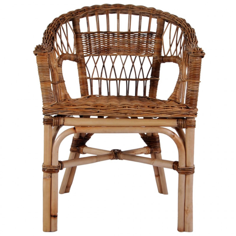 Krzesła ogrodowe, naturalny rattan, brązowe