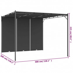 Altana ogrodowa z zasłoną boczną, 3 x 3 x 2,25 m, antracytowa