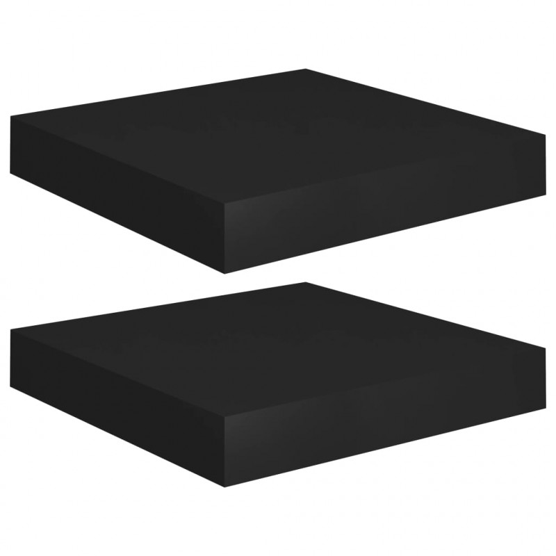 Półki ścienne, 2 szt., czarne, 23 x 23,5 x 3,8 cm, MDF