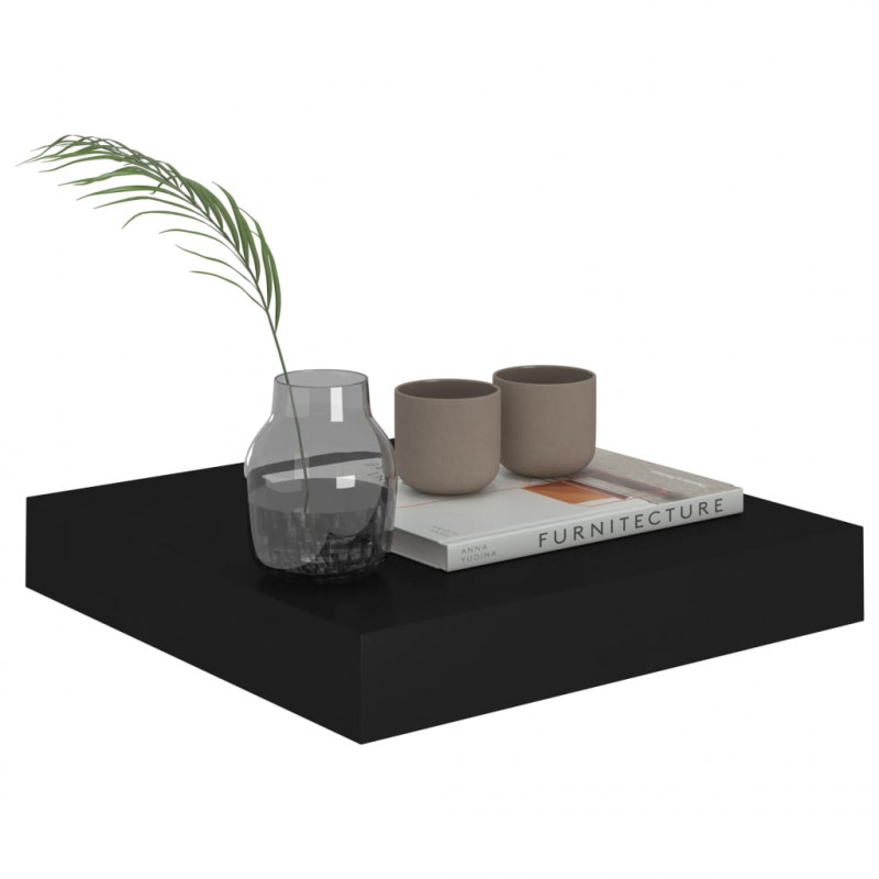 Półki ścienne, 2 szt., czarne, 23 x 23,5 x 3,8 cm, MDF