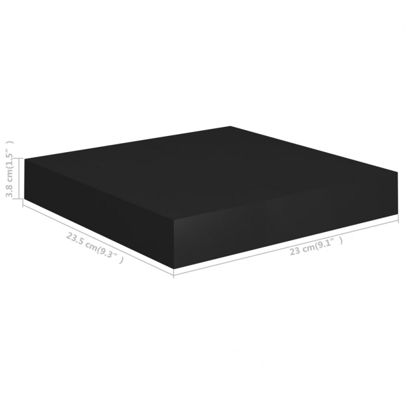Półki ścienne, 2 szt., czarne, 23 x 23,5 x 3,8 cm, MDF