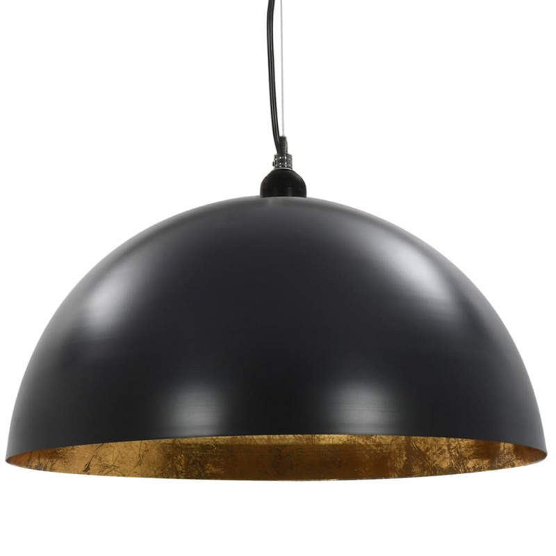 Lampy sufitowe, 2 szt., czarno-złote, półkoliste, 50 cm, E27