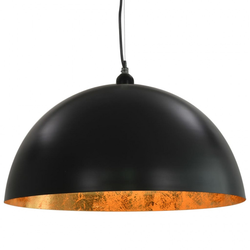 Lampy sufitowe, 2 szt., czarno-złote, półkoliste, 50 cm, E27