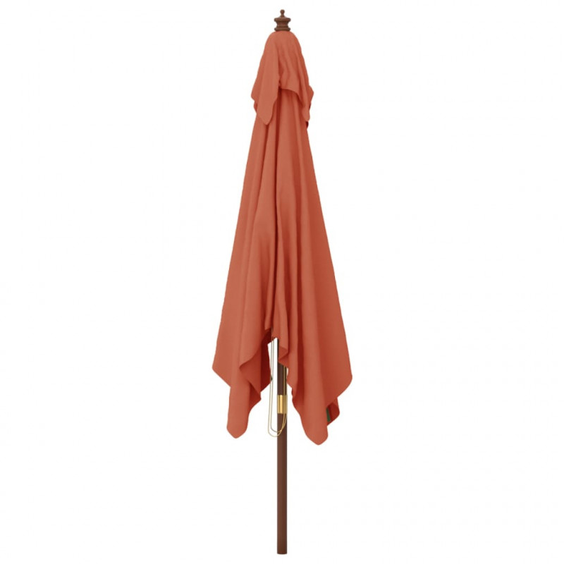 Parasol ogrodowy na drewnianym słupku, terakota, 300x300x273 cm