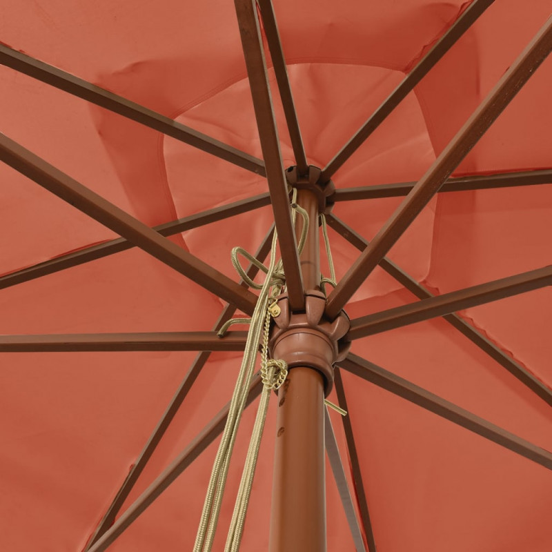Parasol ogrodowy na drewnianym słupku, terakota, 300x300x273 cm