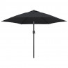 Parasol ogrodowy z LED i stalowym słupkiem, 300 cm, czarny