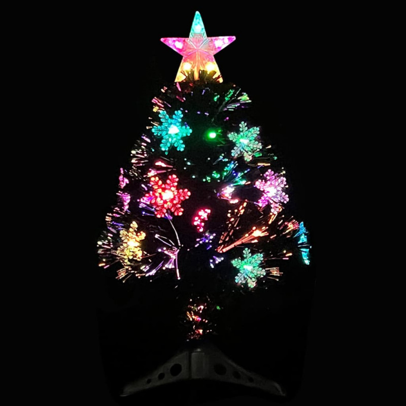 Choinka ze śnieżynkami LED, czarna, 64 cm, światłowodowa