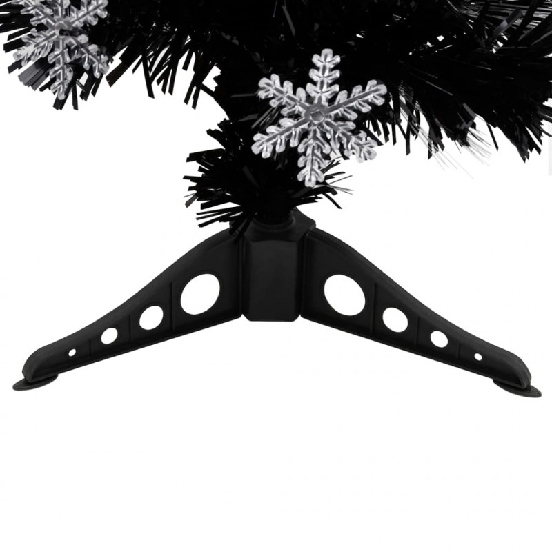 Choinka ze śnieżynkami LED, czarna, 64 cm, światłowodowa