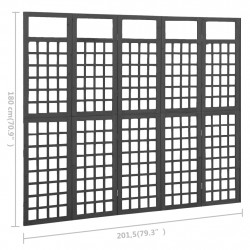 Parawan pokojowy 5-panelowy/trejaż, drewno jodłowe, 201,5x180cm