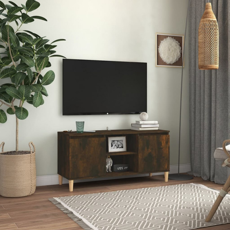Szafka TV, drewniane nóżki, przydymiony dąb, 103,5x35x50 cm