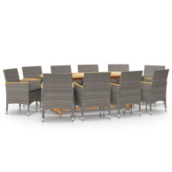 11-częściowy zestaw mebli ogrodowych z poduszkami, szary