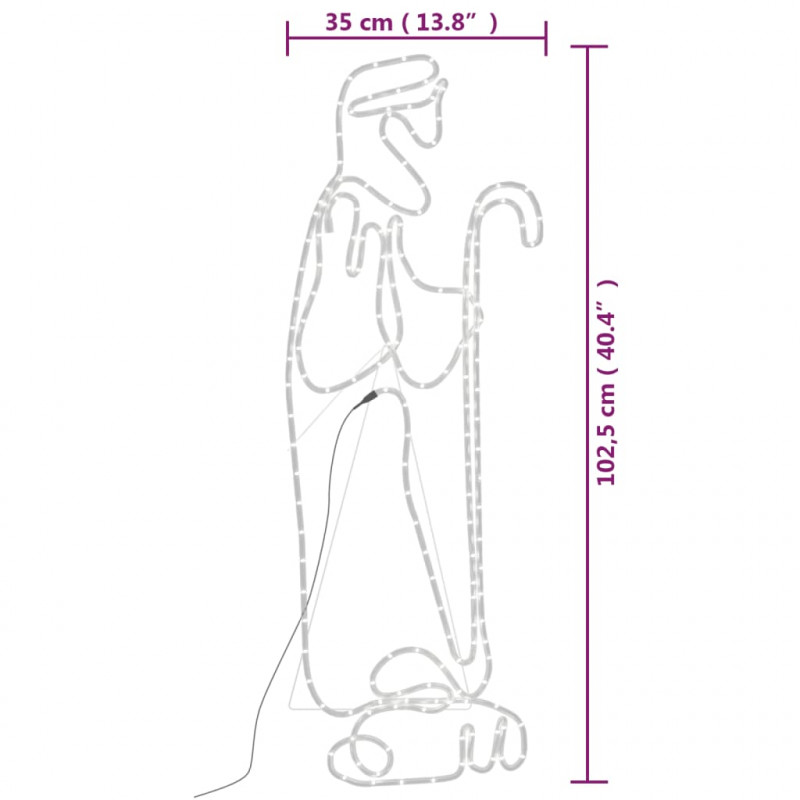 Świąteczna dekoracja, pastuszek i baranek, 168 LED, 102,5x35 cm