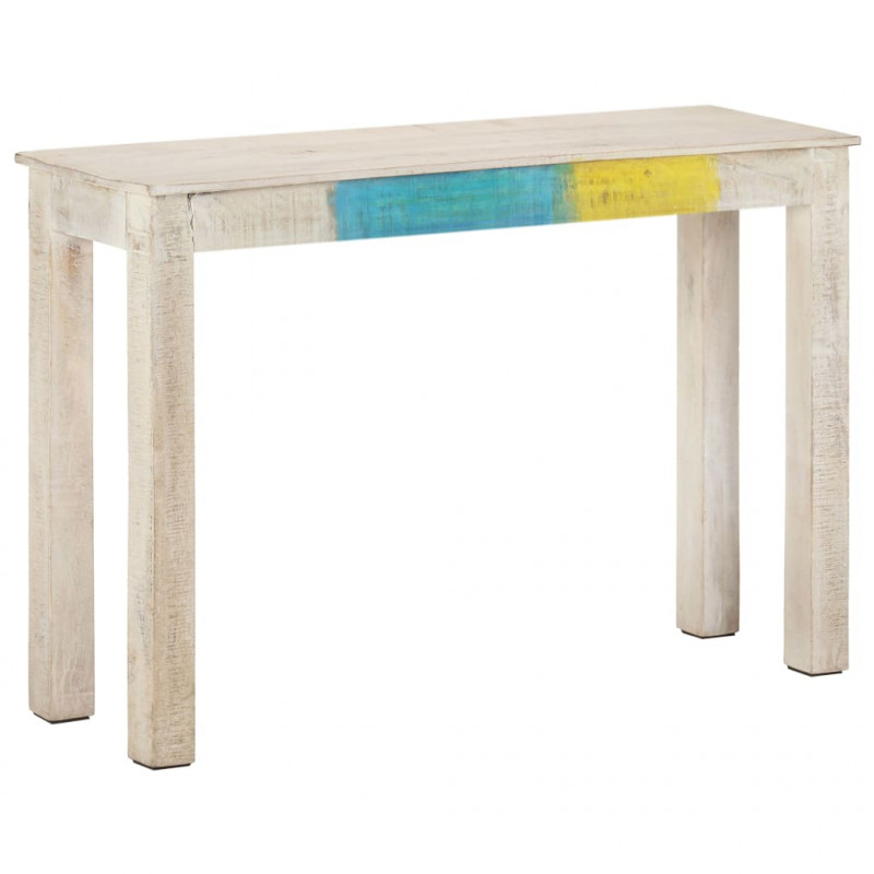 Stolik konsolowy, biały, 115x35x77 cm, surowe drewno mango