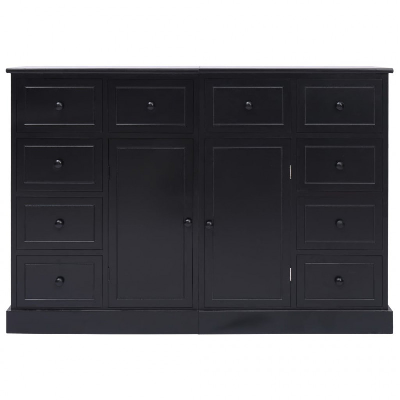 Komoda z 10 szufladami, czarna, 113 x 30 x 79 cm, drewniana