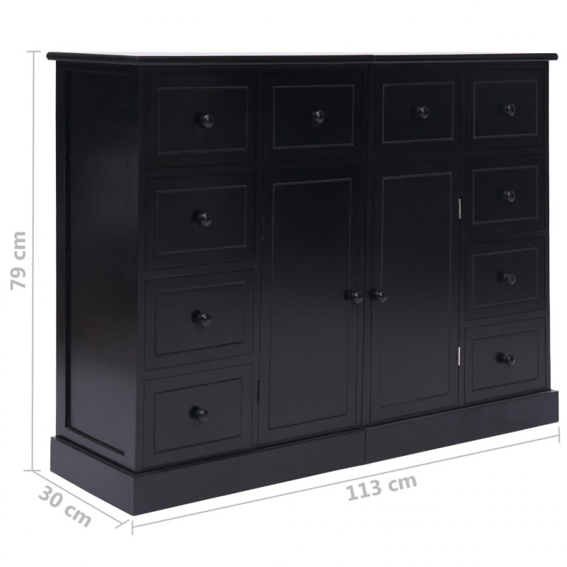 Komoda z 10 szufladami, czarna, 113 x 30 x 79 cm, drewniana