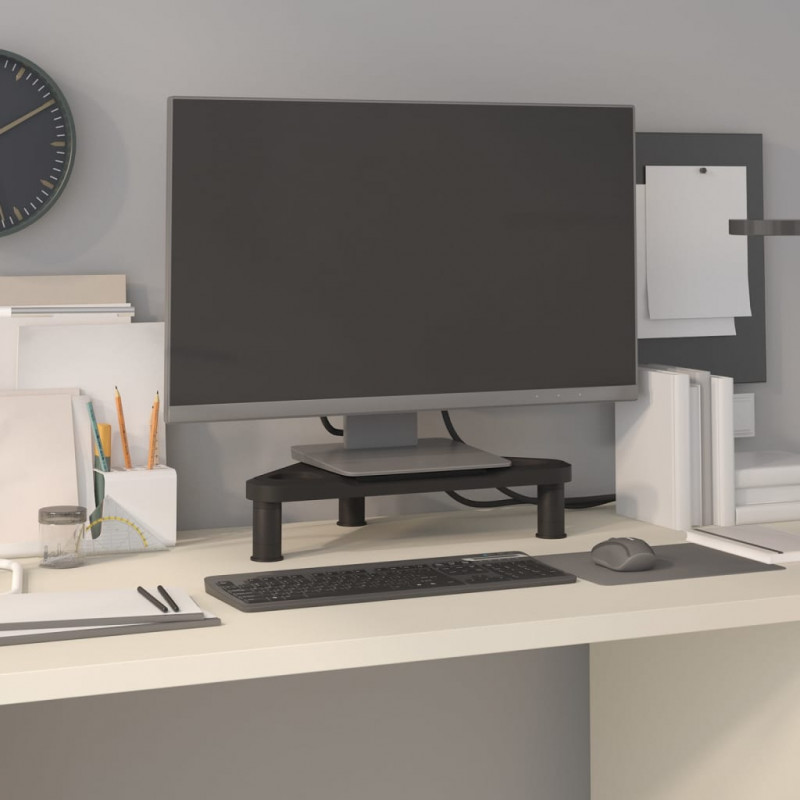 Narożna podstawka pod monitor, czarna, 49x28x10,5 cm