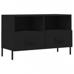 Szafka pod TV, czarna, 80x36x50 cm, materiał drewnopochodny