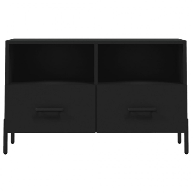 Szafka pod TV, czarna, 80x36x50 cm, materiał drewnopochodny