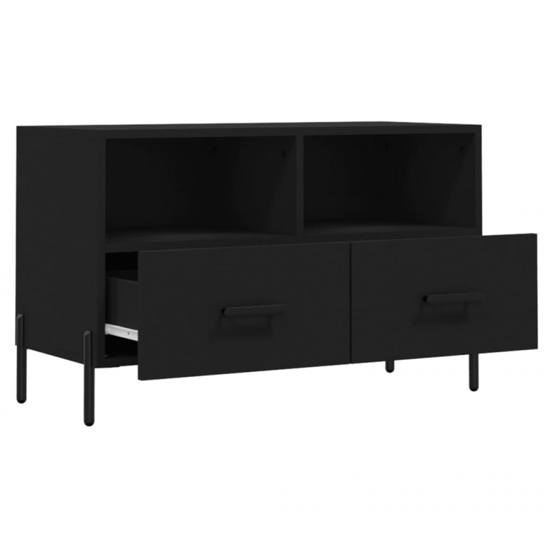 Szafka pod TV, czarna, 80x36x50 cm, materiał drewnopochodny