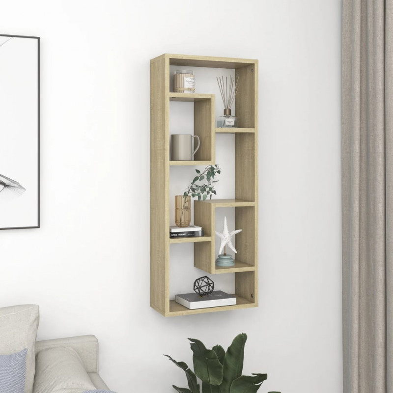 Półka ścienna, dąb sonoma, 36x16x90 cm, materiał drewnopochodny