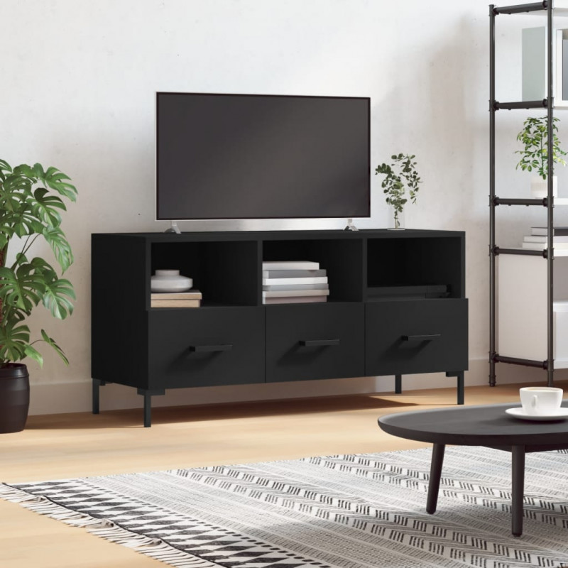 Szafka pod TV, czarna, 102x36x50 cm, materiał drewnopochodny
