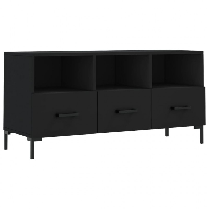 Szafka pod TV, czarna, 102x36x50 cm, materiał drewnopochodny