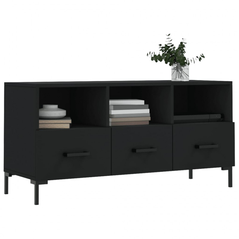 Szafka pod TV, czarna, 102x36x50 cm, materiał drewnopochodny