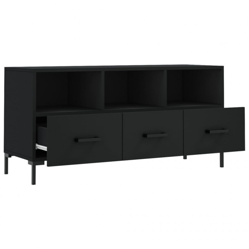 Szafka pod TV, czarna, 102x36x50 cm, materiał drewnopochodny