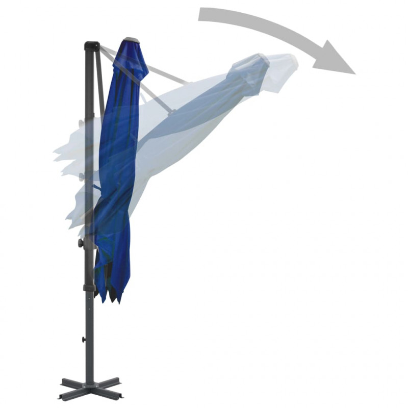 Parasol wiszący z aluminiowym słupkiem, 250x250 cm, niebieski