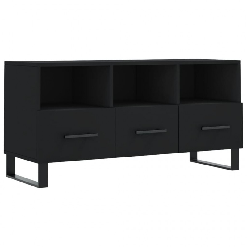 Szafka pod TV, czarna, 102x36x50 cm, materiał drewnopochodny