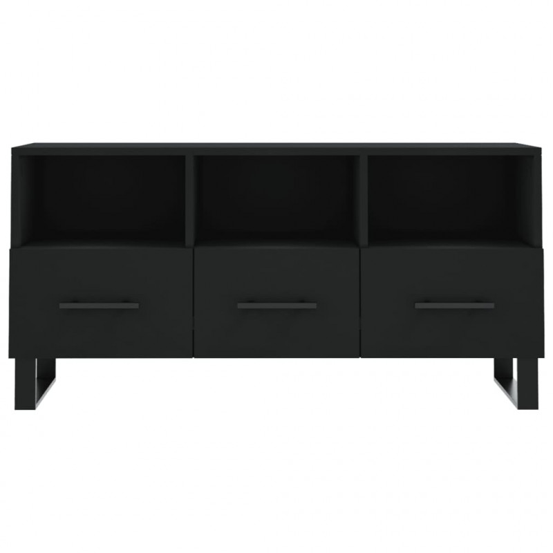 Szafka pod TV, czarna, 102x36x50 cm, materiał drewnopochodny
