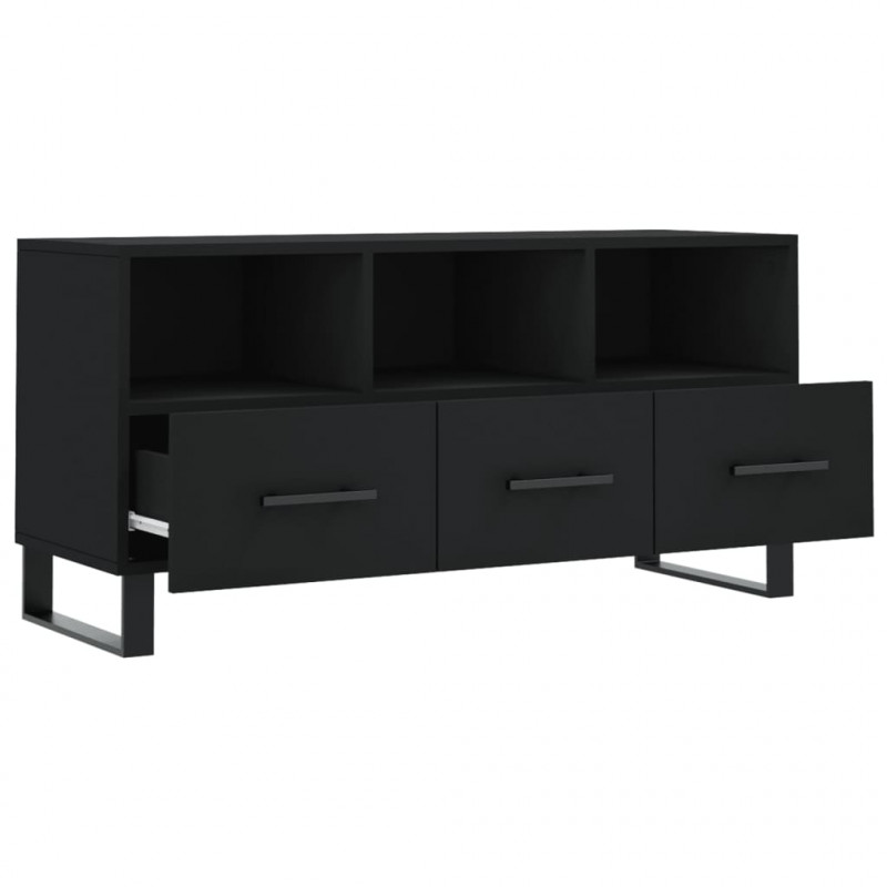 Szafka pod TV, czarna, 102x36x50 cm, materiał drewnopochodny