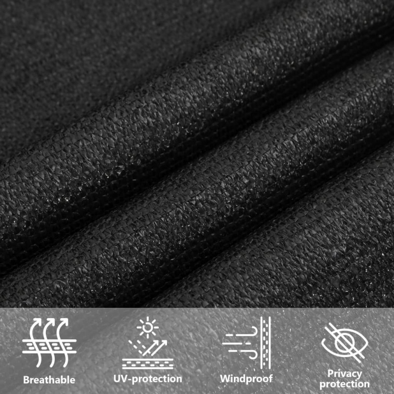 Żagiel przeciwsłoneczny, 160 g/m², czarny, 2x2 m, HDPE