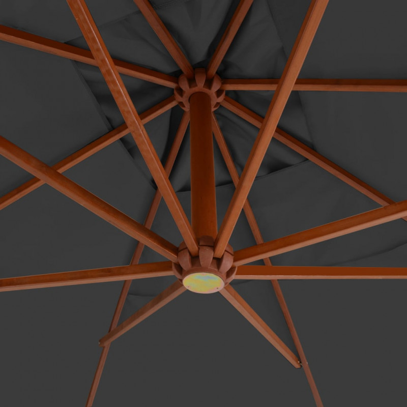 Wiszący parasol z drewnianym słupkiem, 400x300 cm, antracytowy