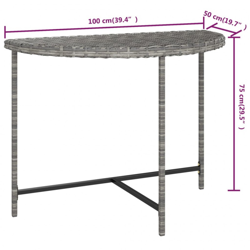 Stolik ogrodowy, szary, 100x50x75 cm, rattan PE