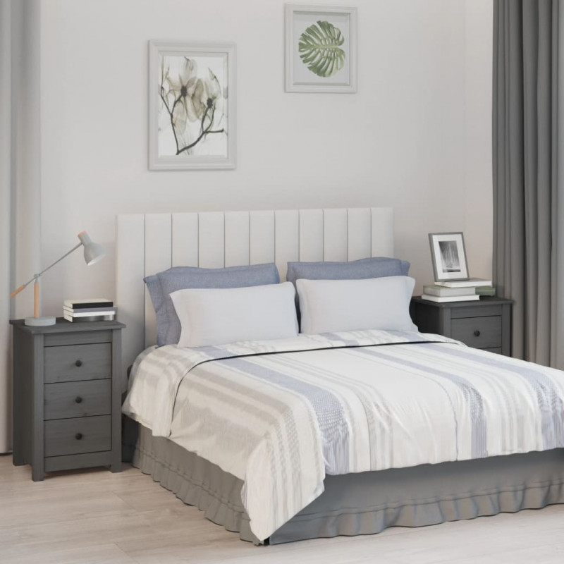 Szafki nocne, 2 szt., szare, 40x35x61,5 cm, lite drewno sosnowe