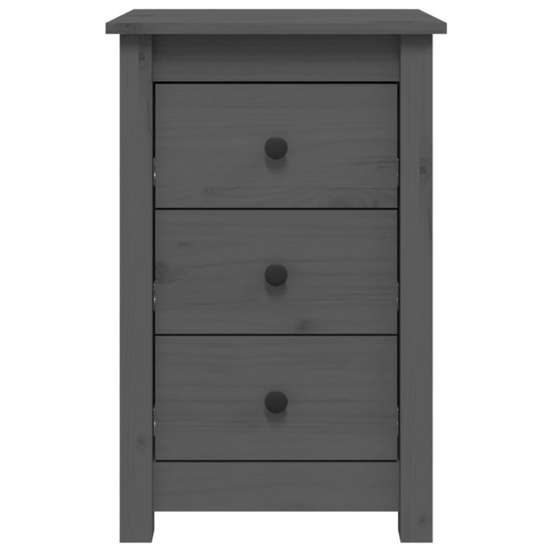 Szafki nocne, 2 szt., szare, 40x35x61,5 cm, lite drewno sosnowe