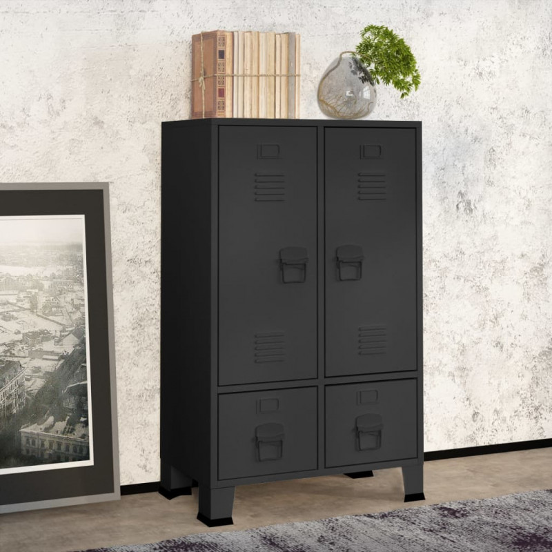 Szafa w stylu industrialnym, antracytowa, 67x35x107 cm, stal