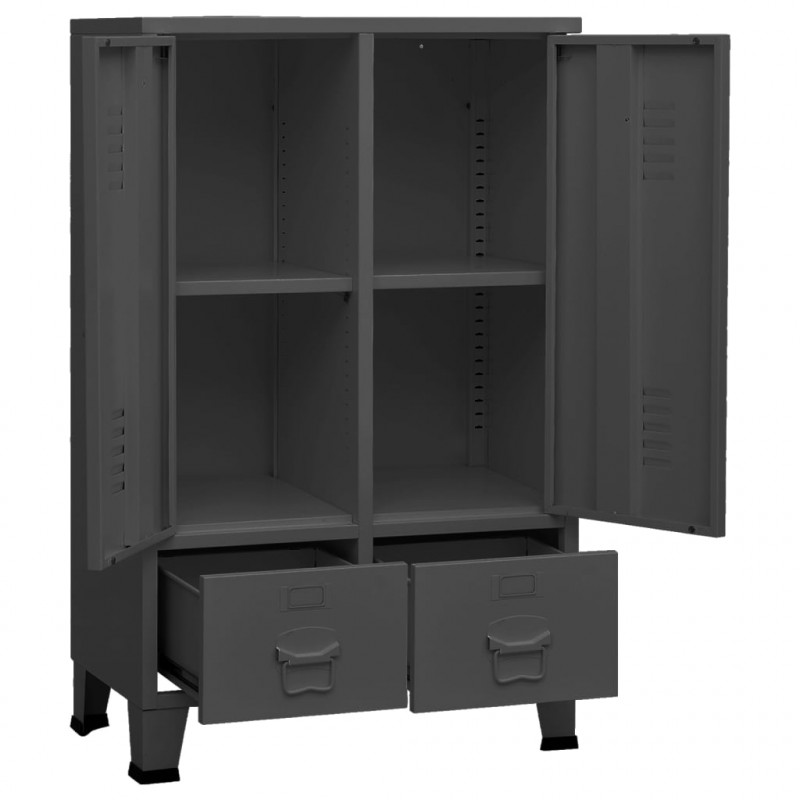Szafa w stylu industrialnym, antracytowa, 67x35x107 cm, stal