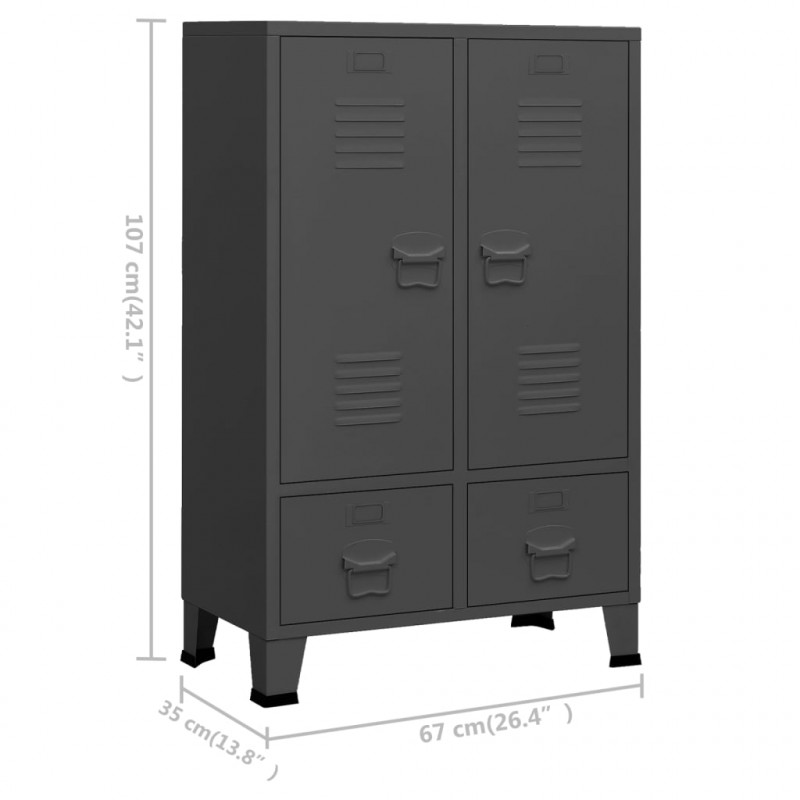 Szafa w stylu industrialnym, antracytowa, 67x35x107 cm, stal