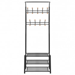 Wieszak na ubrania z półkami na buty, 68x32x182,5 cm, czarny