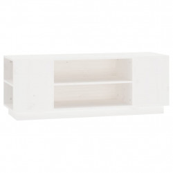 Szafka pod telewizor, biała, 110x35x40,5cm, lite drewno sosnowe