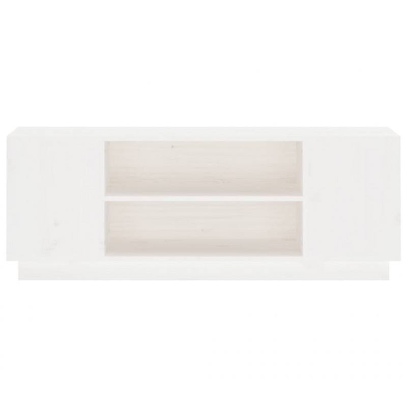 Szafka pod telewizor, biała, 110x35x40,5cm, lite drewno sosnowe
