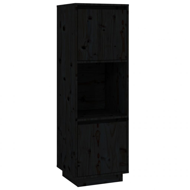 Szafka, czarna, 38x35x117 cm, lite drewno sosnowe