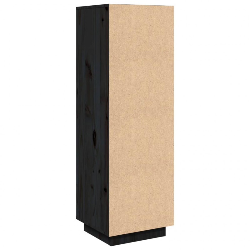 Szafka, czarna, 38x35x117 cm, lite drewno sosnowe